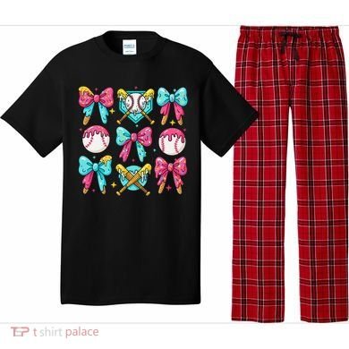 Baseball Coquette Bow Cream Game Day Baseball Mama Pajama Set
