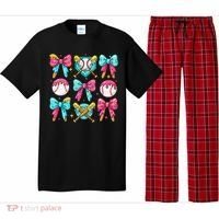 Baseball Coquette Bow Cream Game Day Baseball Mama Pajama Set thumb 0
