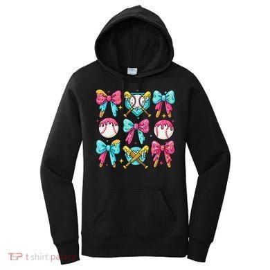 Baseball Coquette Bow Cream Game Day Baseball Mama Women's Hoodie