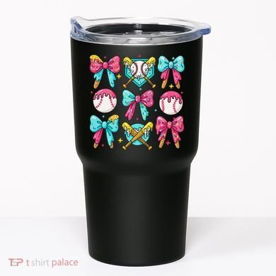 Baseball Coquette Bow Cream Game Day Baseball Mama Tumbler