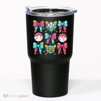 Baseball Coquette Bow Cream Game Day Baseball Mama Tumbler thumb 0