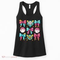 Baseball Coquette Bow Cream Game Day Baseball Mama Women's Tank Top thumb 0