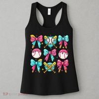 Baseball Coquette Bow Cream Game Day Baseball Mama Women's Tank Top thumb 3