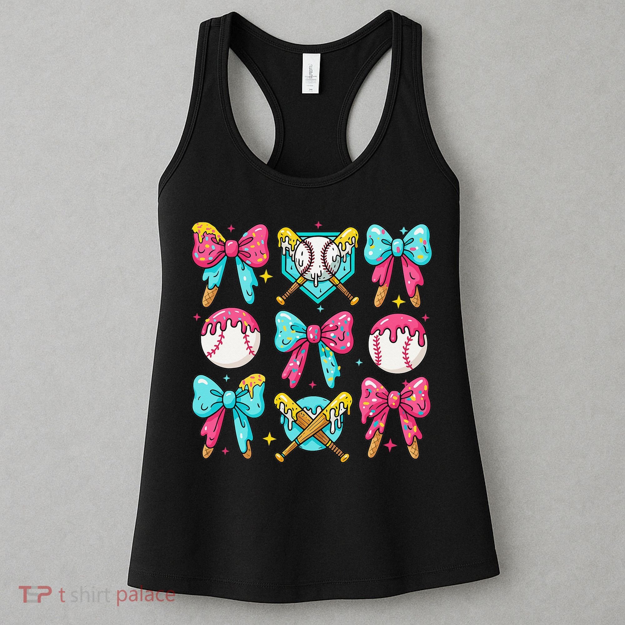 Baseball Coquette Bow Cream Game Day Baseball Mama Women's Tank Top