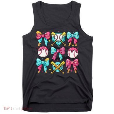 Baseball Coquette Bow Cream Game Day Baseball Mama Tank Top