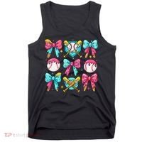 Baseball Coquette Bow Cream Game Day Baseball Mama Tank Top thumb 0