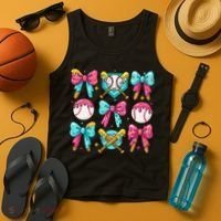 Baseball Coquette Bow Cream Game Day Baseball Mama Tank Top thumb 4