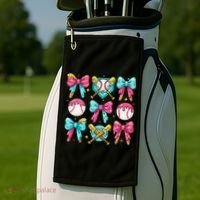 Baseball Coquette Bow Cream Game Day Baseball Mama Golf Towel thumb 2