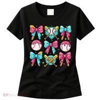 Baseball Coquette Bow Cream Game Day Baseball Mama Women's T-Shirt thumb 0