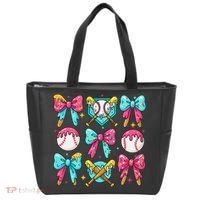 Baseball Coquette Bow Cream Game Day Baseball Mama Tote Bag thumb 0