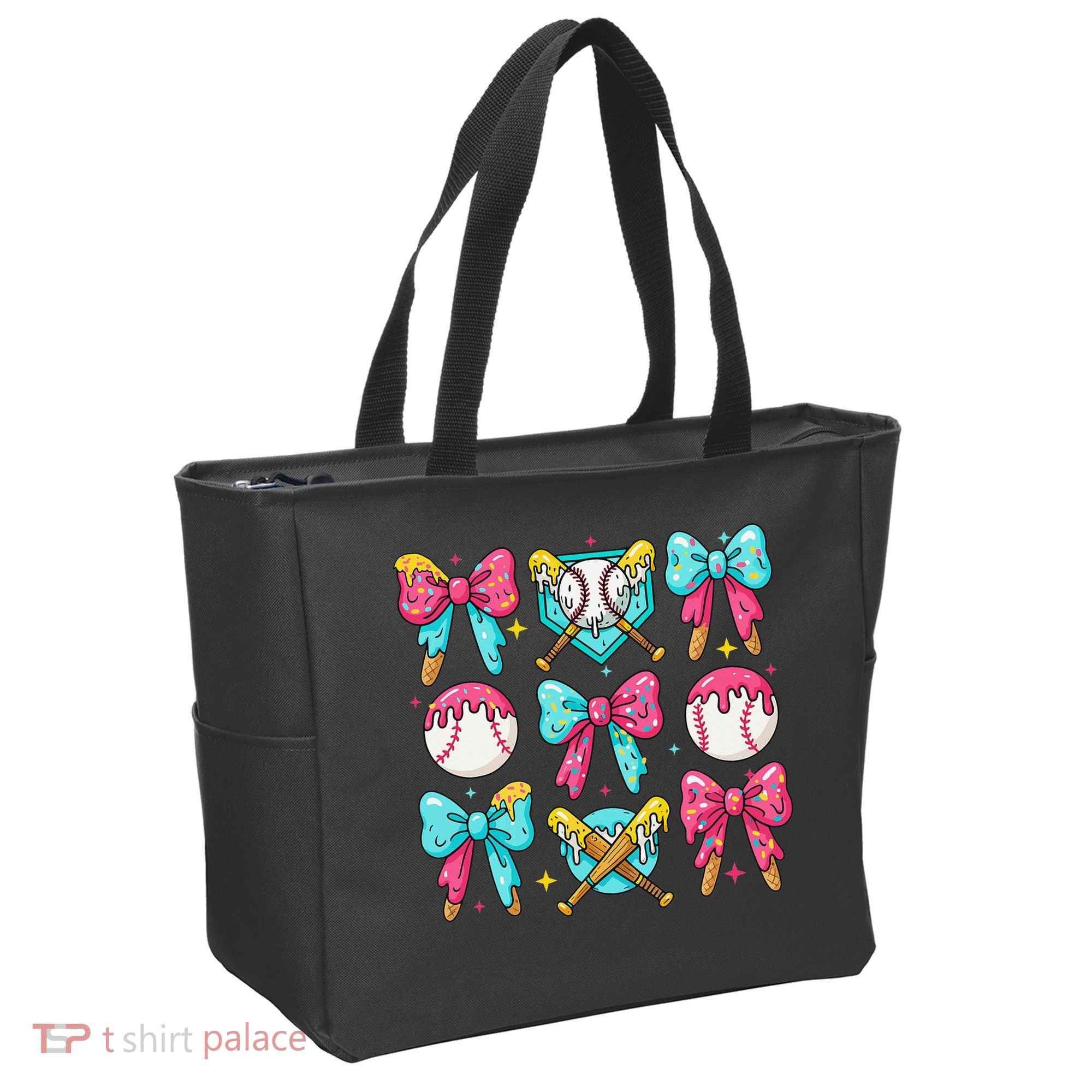 Baseball Coquette Bow Cream Game Day Baseball Mama Tote Bag