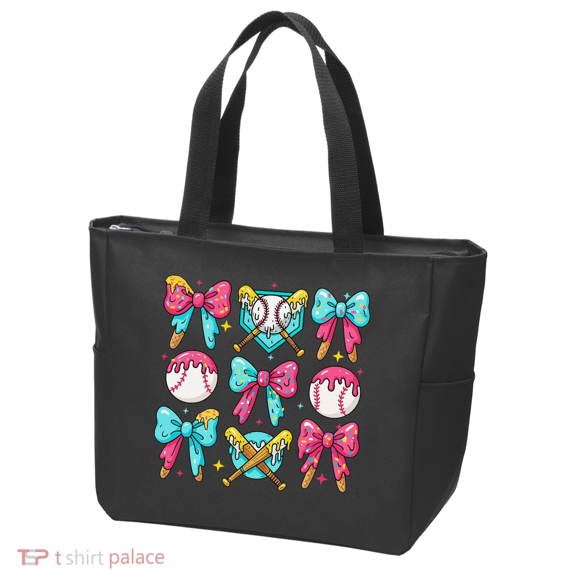 Baseball Coquette Bow Cream Game Day Baseball Mama Tote Bag