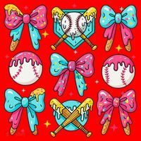 Baseball Coquette Bow Cream Game Day Baseball Mama Santa Hat thumb 1