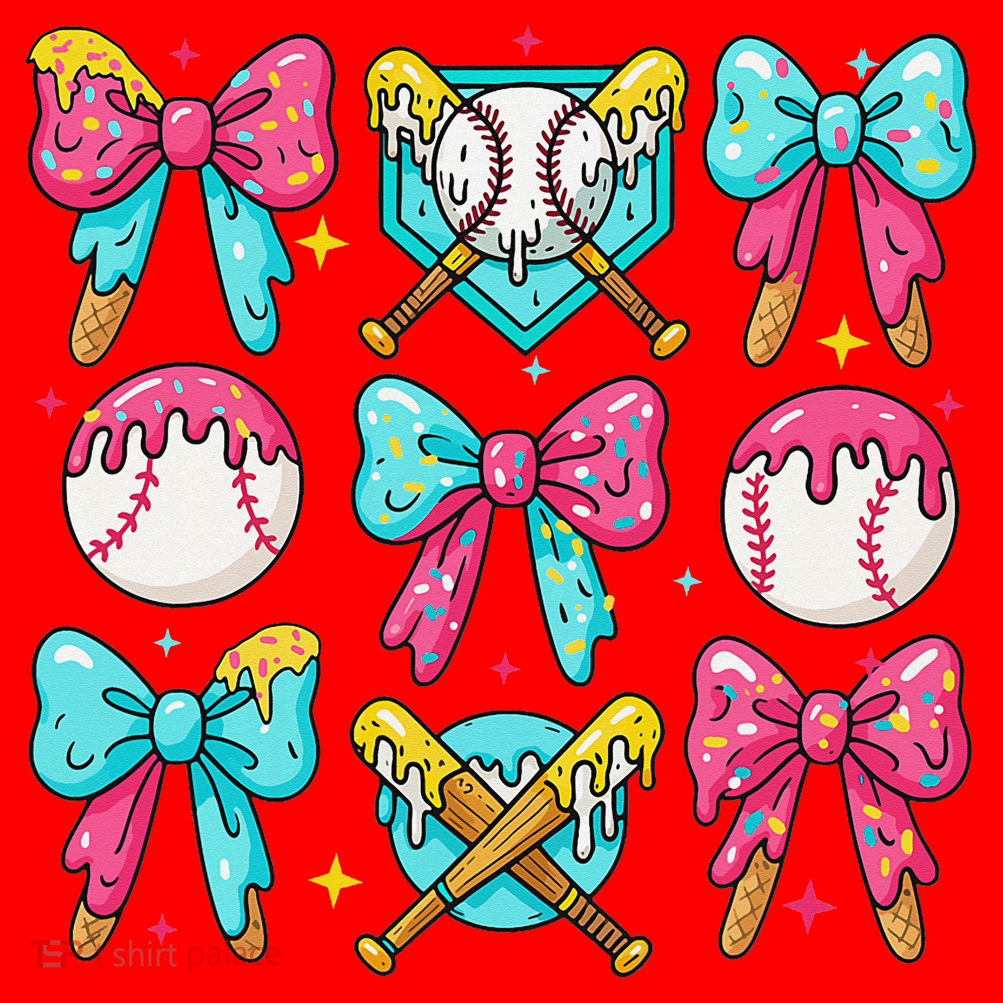 Baseball Coquette Bow Cream Game Day Baseball Mama Santa Hat