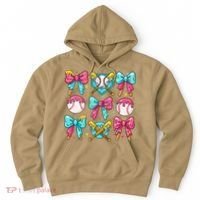 Baseball Coquette Bow Cream Game Day Baseball Mama Hoodie thumb 0