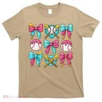 Baseball Coquette Bow Cream Game Day Baseball Mama T-Shirt thumb 0