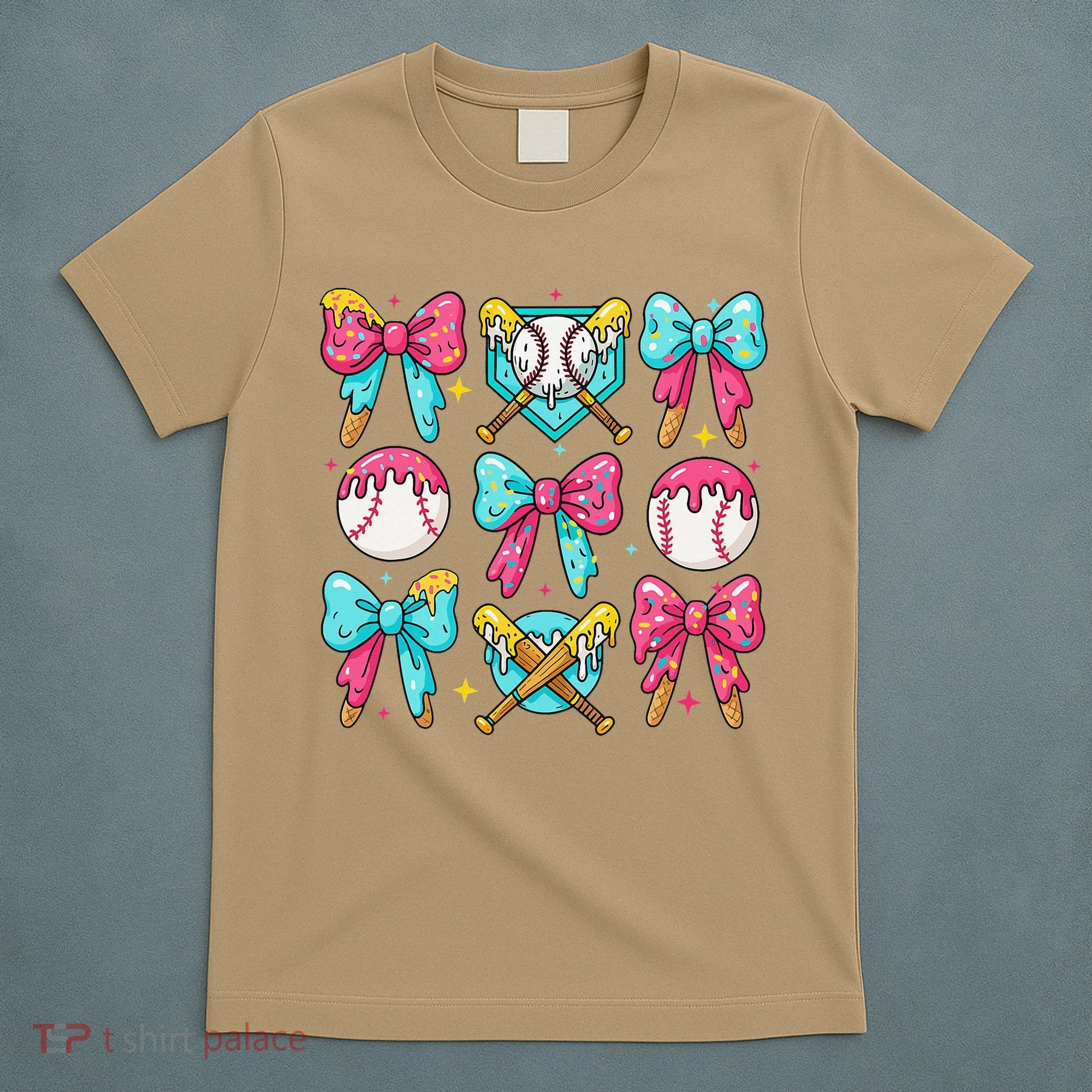 Baseball Coquette Bow Cream Game Day Baseball Mama T-Shirt