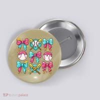 Baseball Coquette Bow Cream Game Day Baseball Mama Button thumb 0