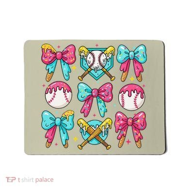 Baseball Coquette Bow Cream Game Day Baseball Mama Mousepad