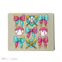 Baseball Coquette Bow Cream Game Day Baseball Mama Mousepad thumb 0