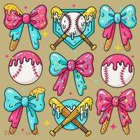 Baseball Coquette Bow Cream Game Day Baseball Mama Mousepad thumb 1