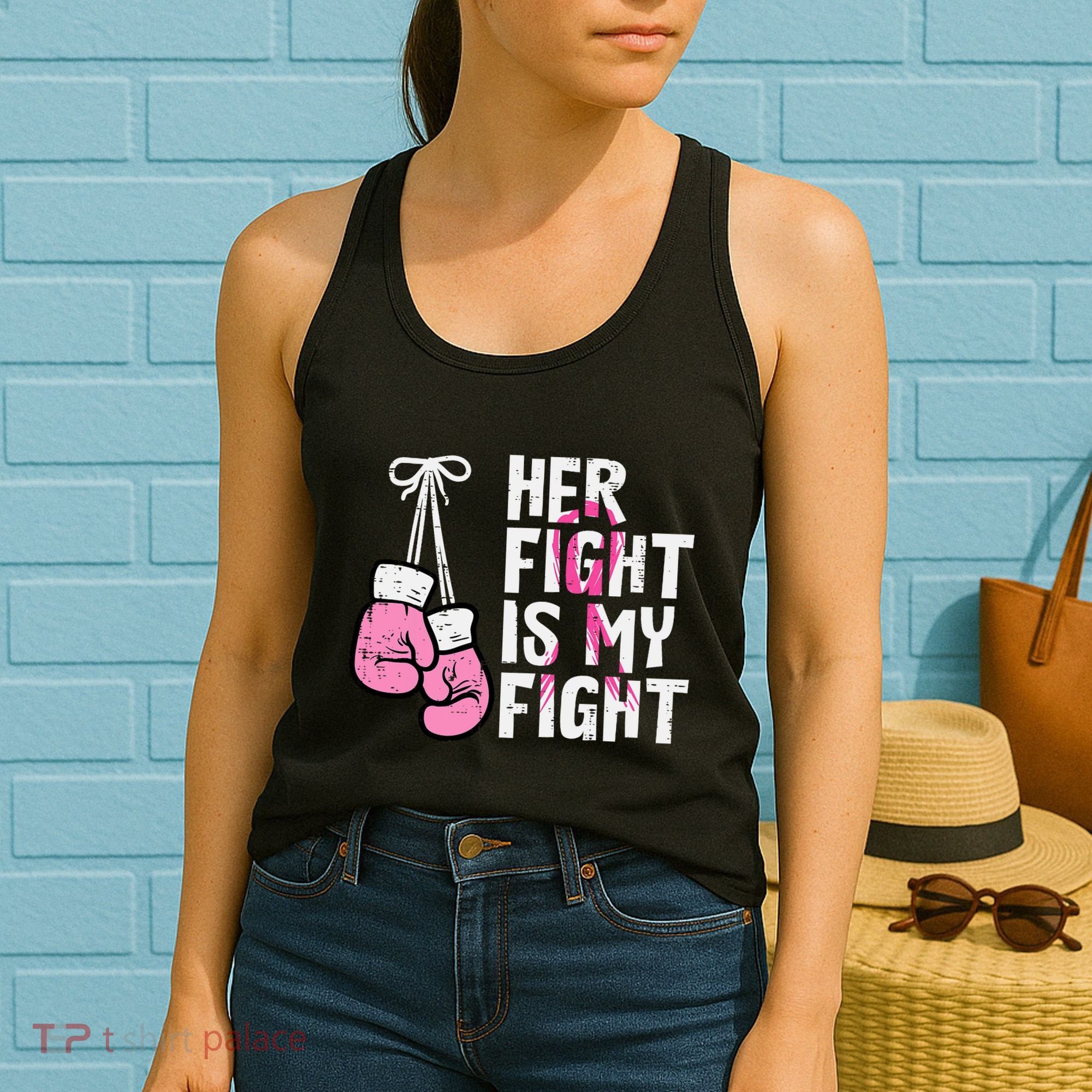 Breast Cancer Boxing Gloves Her Fight My Fight Women Women's Tank Top