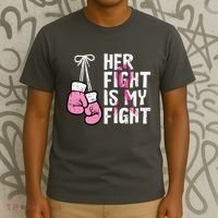 Breast Cancer Boxing Gloves Her Fight My Fight Women T-Shirt thumb 3