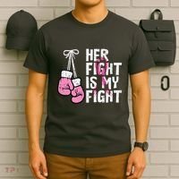 Breast Cancer Boxing Gloves Her Fight My Fight Women T-Shirt thumb 6