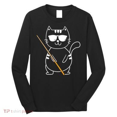 Billiard Cat Billiard Player Billard 8ball Pool Snooker Long Sleeve Shirt