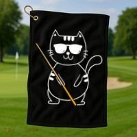 Billiard Cat Billiard Player Billard 8ball Pool Snooker Golf Towel thumb 1