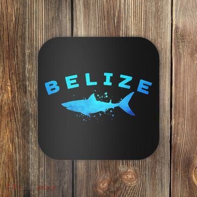 Belize Caribbean Beach Vacation Diving Trip Vintage Shark Coaster