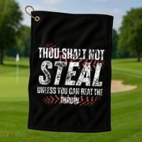 Baseball Coach Baseball Gifts Thou Shall Not Steal Golf Towel thumb 1