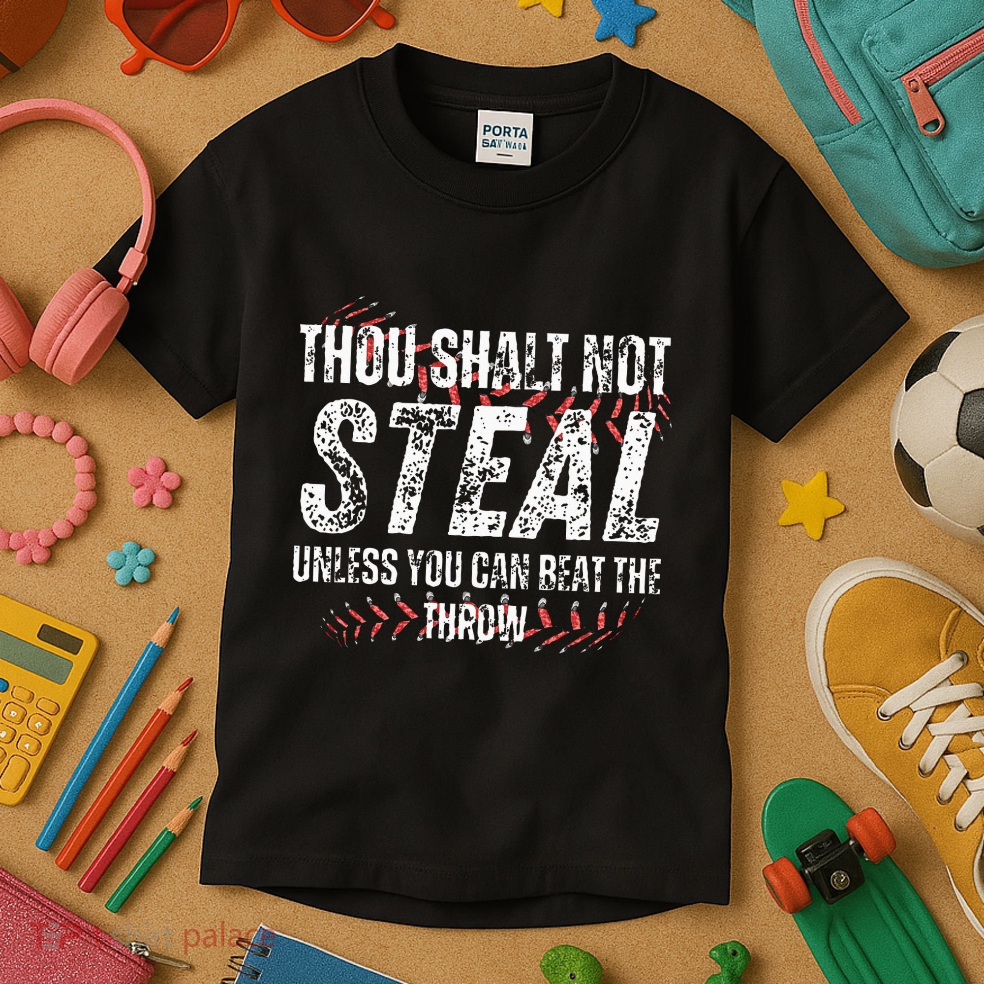 Baseball Coach Baseball Gifts Thou Shall Not Steal Kids T-Shirt