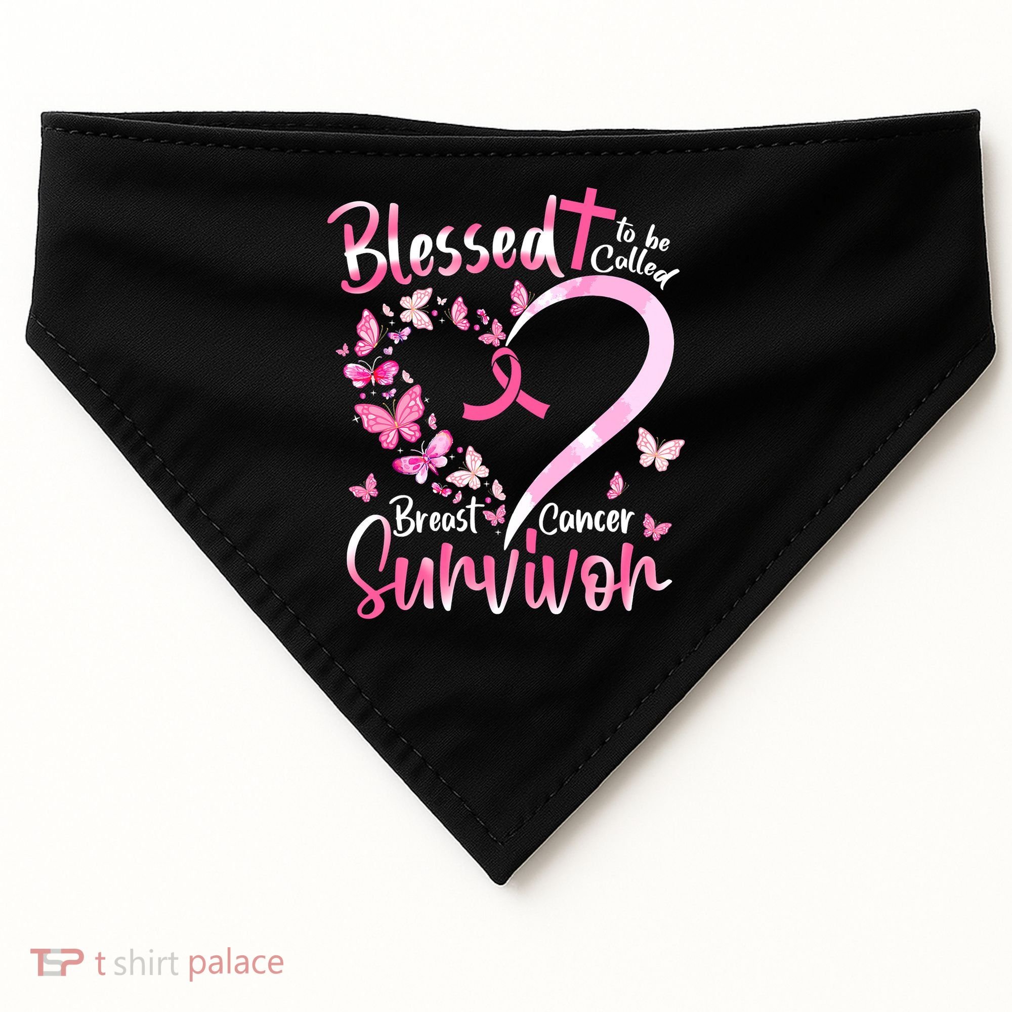 Breast Cancer Butterfly Blessed To Be Called Survivor USA-Made Doggie Bandana