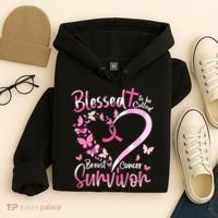 Breast Cancer Butterfly Blessed To Be Called Survivor Hoodie thumb 4