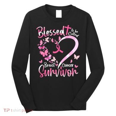 Breast Cancer Butterfly Blessed To Be Called Survivor Long Sleeve Shirt