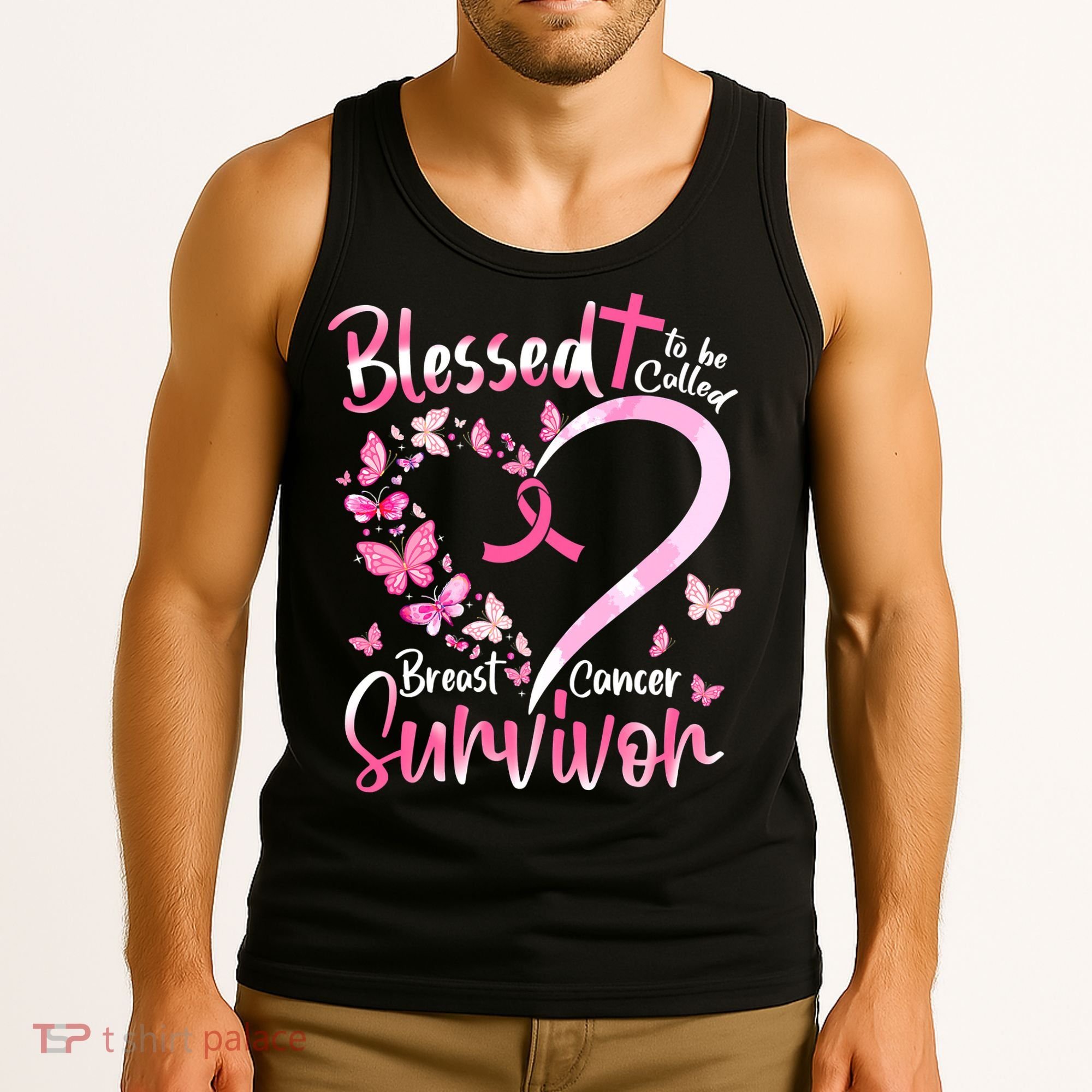 Breast Cancer Butterfly Blessed To Be Called Survivor Tank Top
