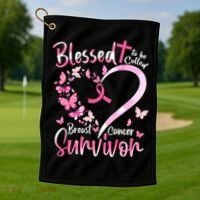 Breast Cancer Butterfly Blessed To Be Called Survivor Golf Towel thumb 1