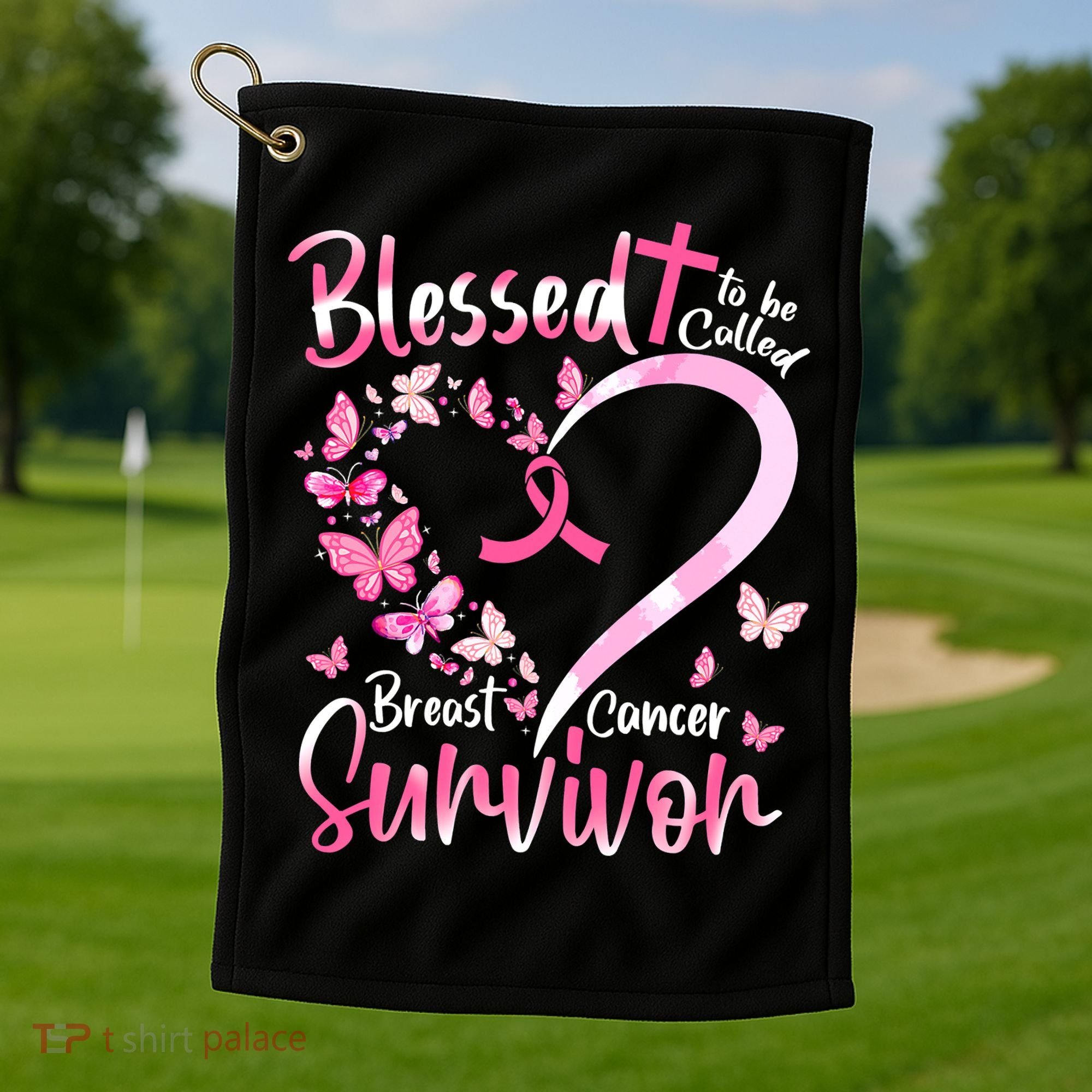 Breast Cancer Butterfly Blessed To Be Called Survivor Golf Towel