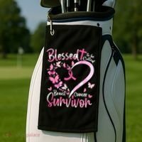 Breast Cancer Butterfly Blessed To Be Called Survivor Golf Towel thumb 2