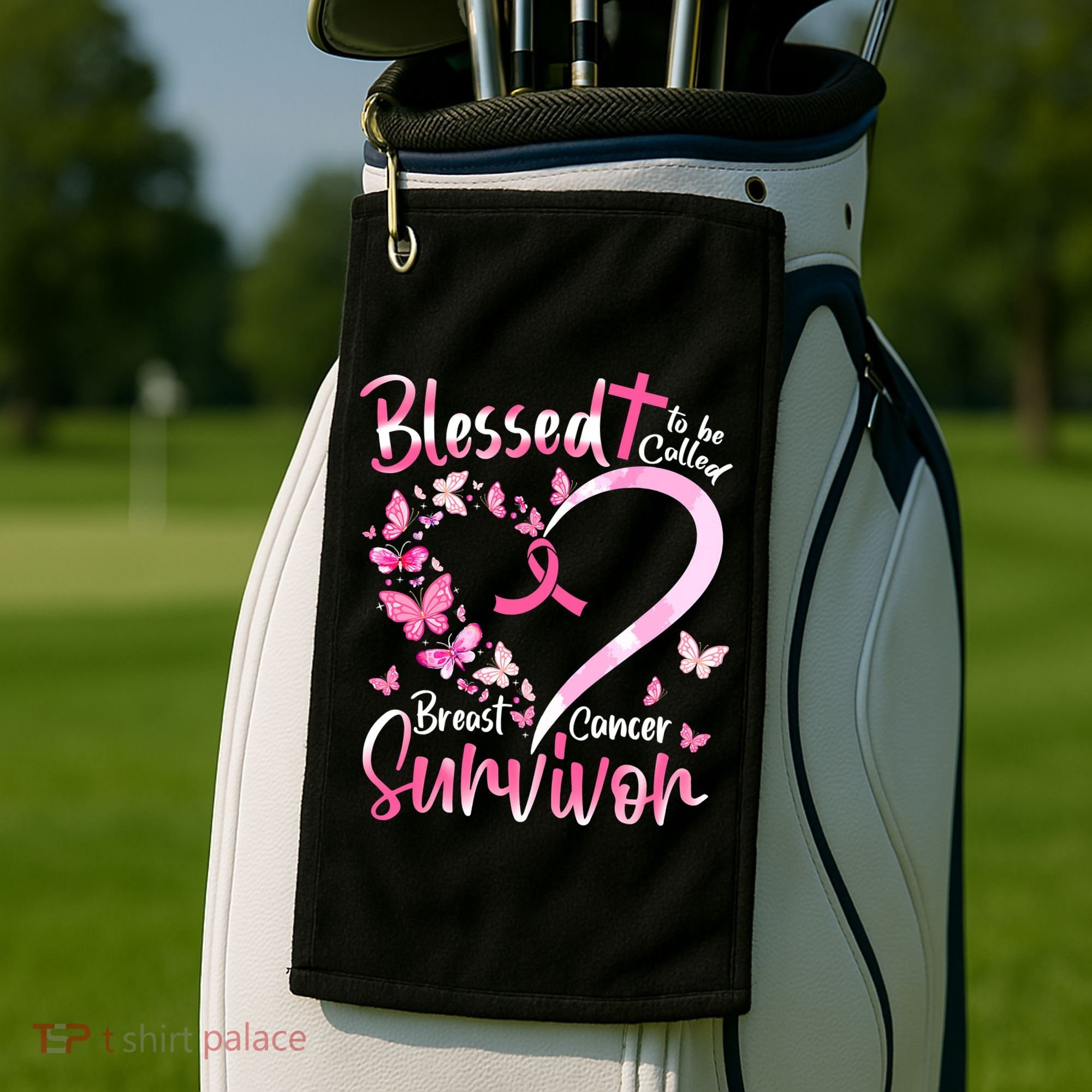 Breast Cancer Butterfly Blessed To Be Called Survivor Golf Towel