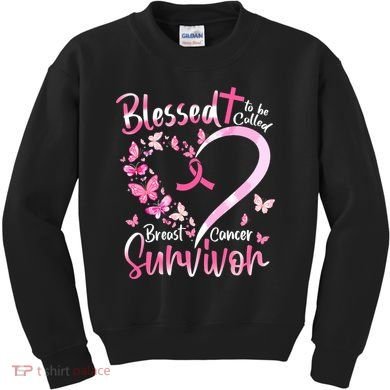 Breast Cancer Butterfly Blessed To Be Called Survivor Kids Sweatshirt