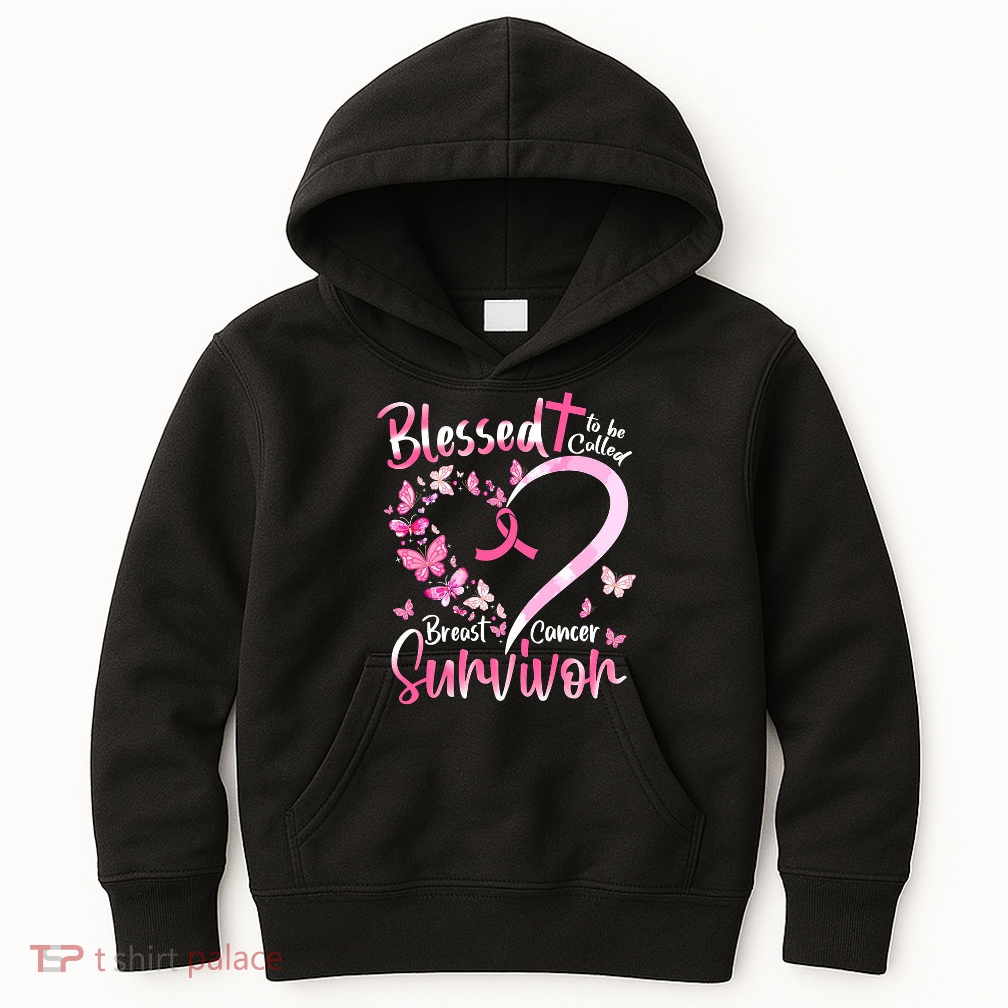Breast Cancer Butterfly Blessed To Be Called Survivor Kids Hoodie