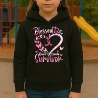 Breast Cancer Butterfly Blessed To Be Called Survivor Kids Hoodie thumb 3