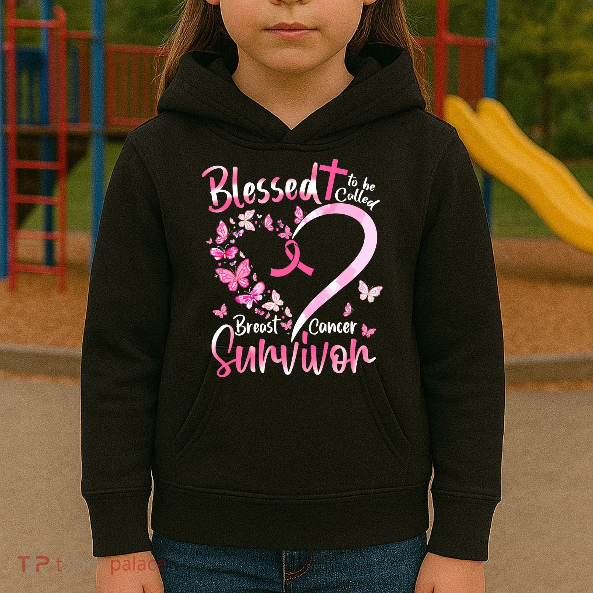Breast Cancer Butterfly Blessed To Be Called Survivor Kids Hoodie