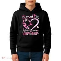Breast Cancer Butterfly Blessed To Be Called Survivor Kids Hoodie thumb 4