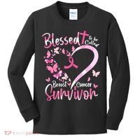 Breast Cancer Butterfly Blessed To Be Called Survivor Kids Long Sleeve Shirt thumb 0