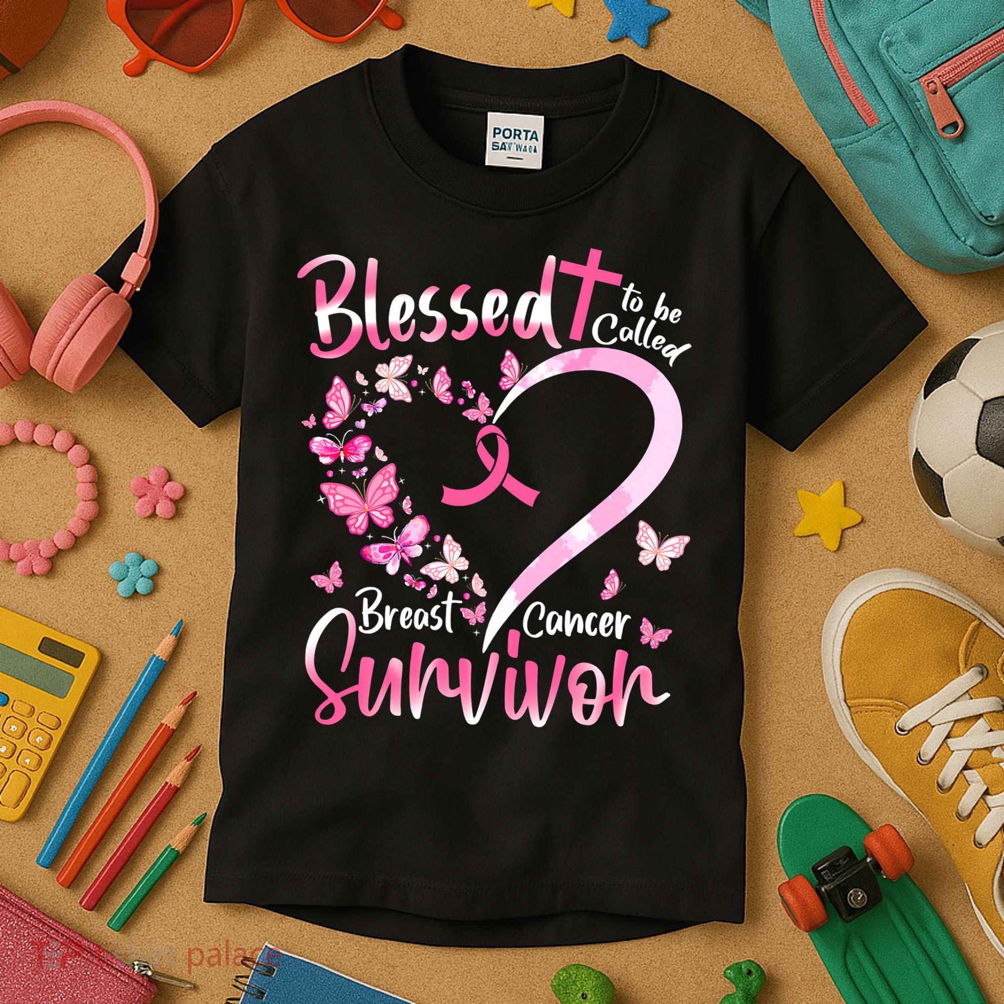Breast Cancer Butterfly Blessed To Be Called Survivor Kids T-Shirt