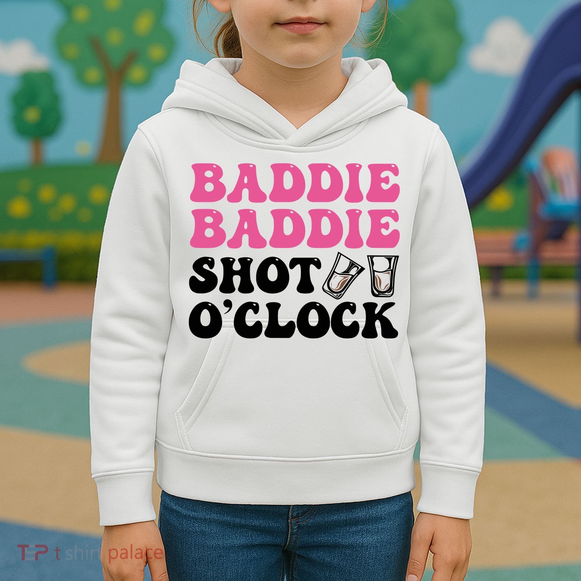 Baddies Caribbean Baddie Baddie Shot O Clock Kids Hoodie