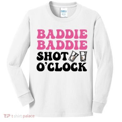 Baddies Caribbean Baddie Baddie Shot O Clock Kids Long Sleeve Shirt